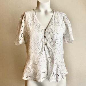 NWT White Embroidered Bohemian Zara TRF Top